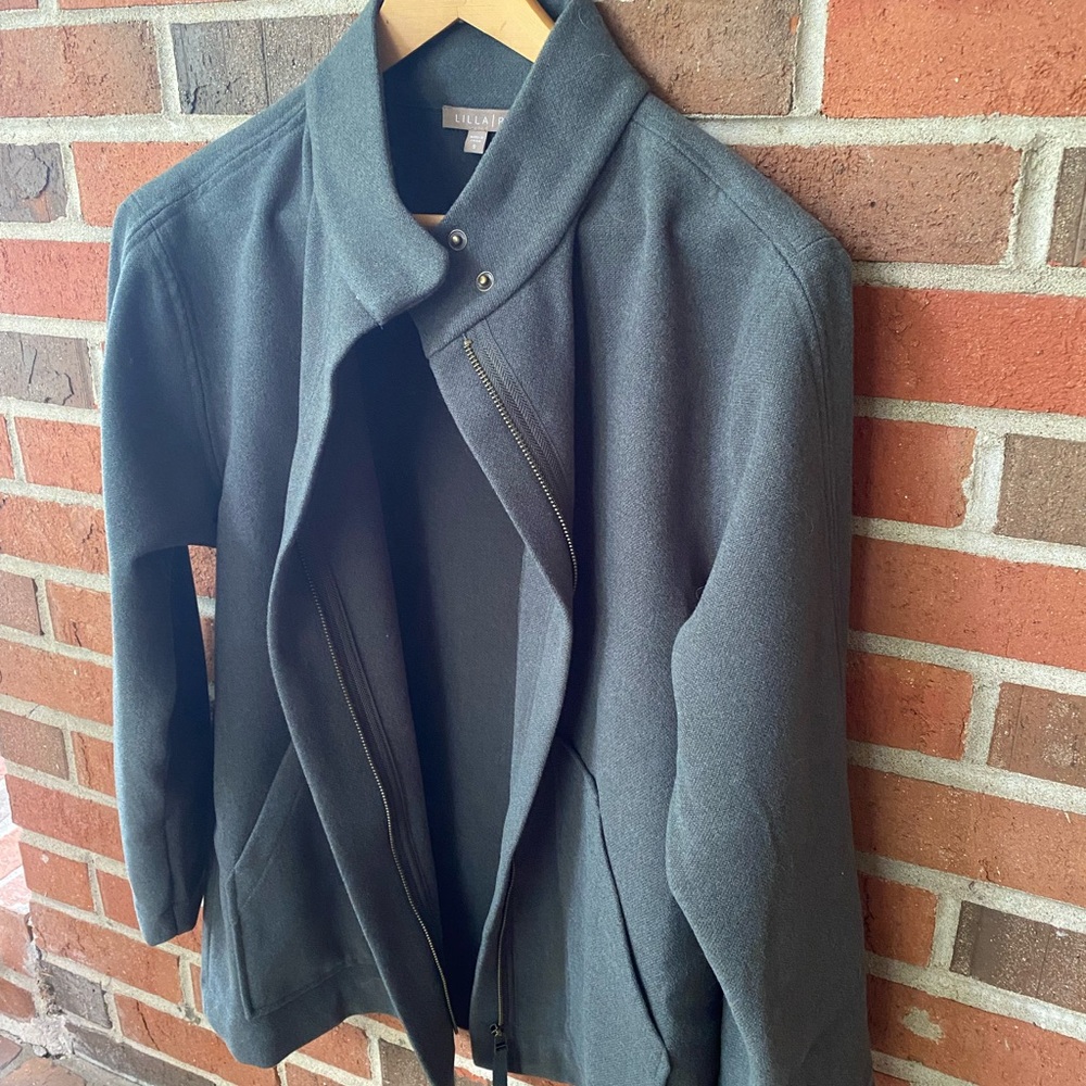 Lilla P Gray Green Coat with Patch Pockets and Hidden Zipper - Picture 7 of 7